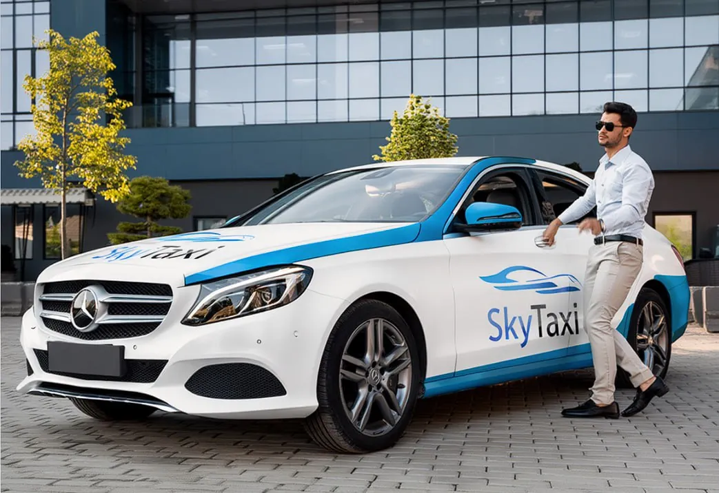 SkyTaxi-branded car