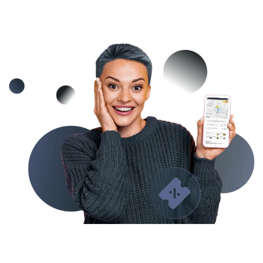 Passenger with a phone and a promotion illustration
